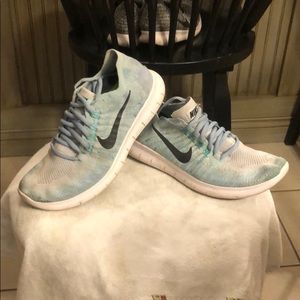 Ladies Blue and White Nike FlyKnit